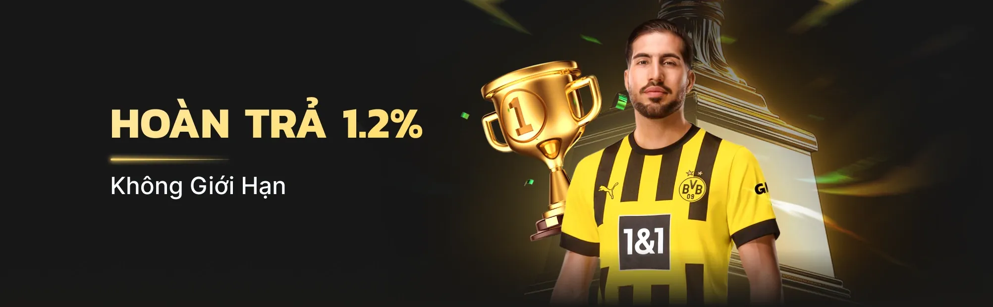 Banner quảng cáo các chương trình khuyến mãi độc quyền từ 1XBET